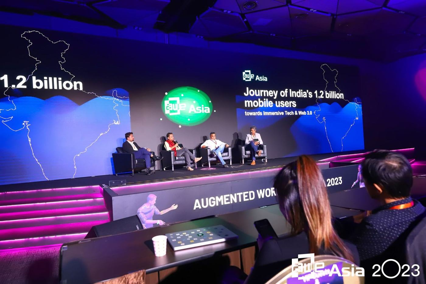 Sanan Goyal on the AWE Asia 2023 main stage panel on India's 1.2 billion mobile users, Web3 and immersive technology