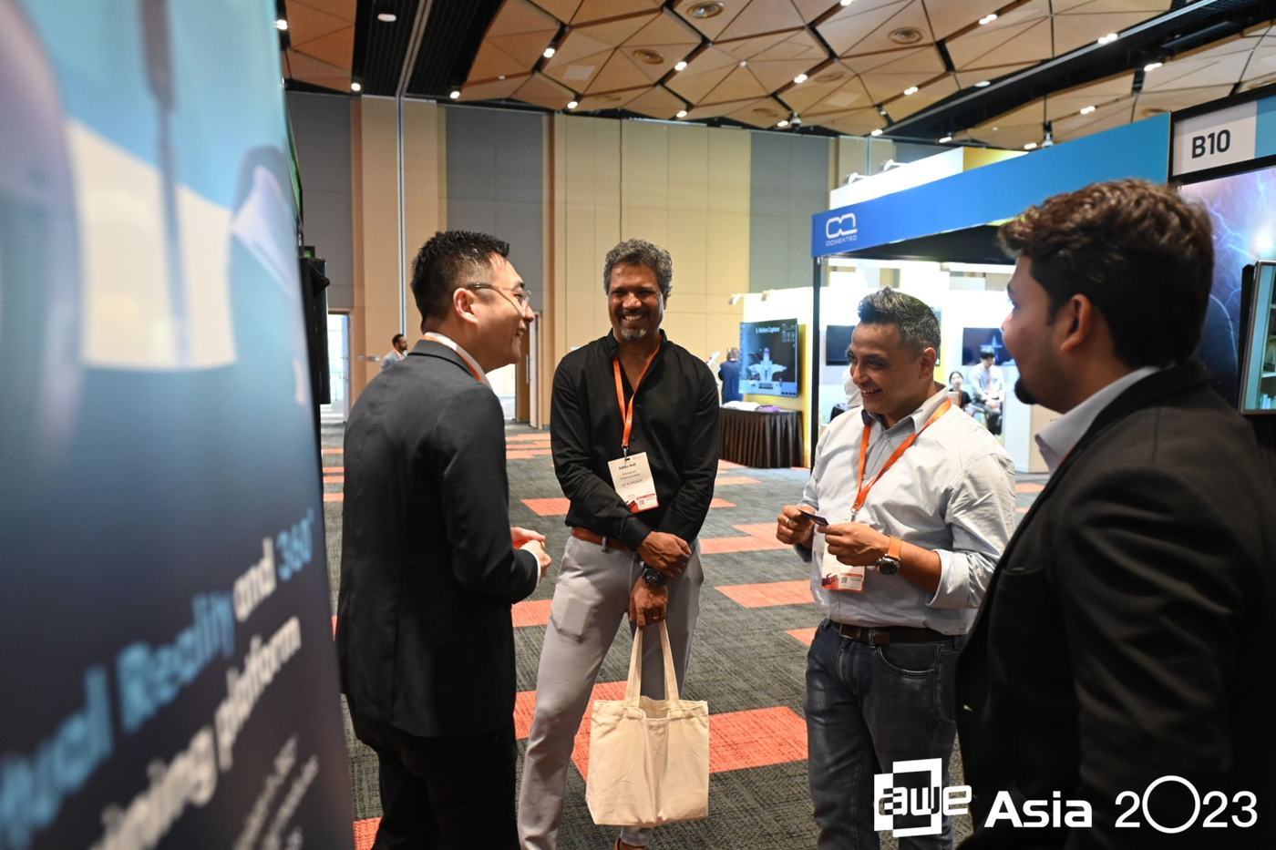 Sanan Goyal networking on the show floor at AWE Asia 2023