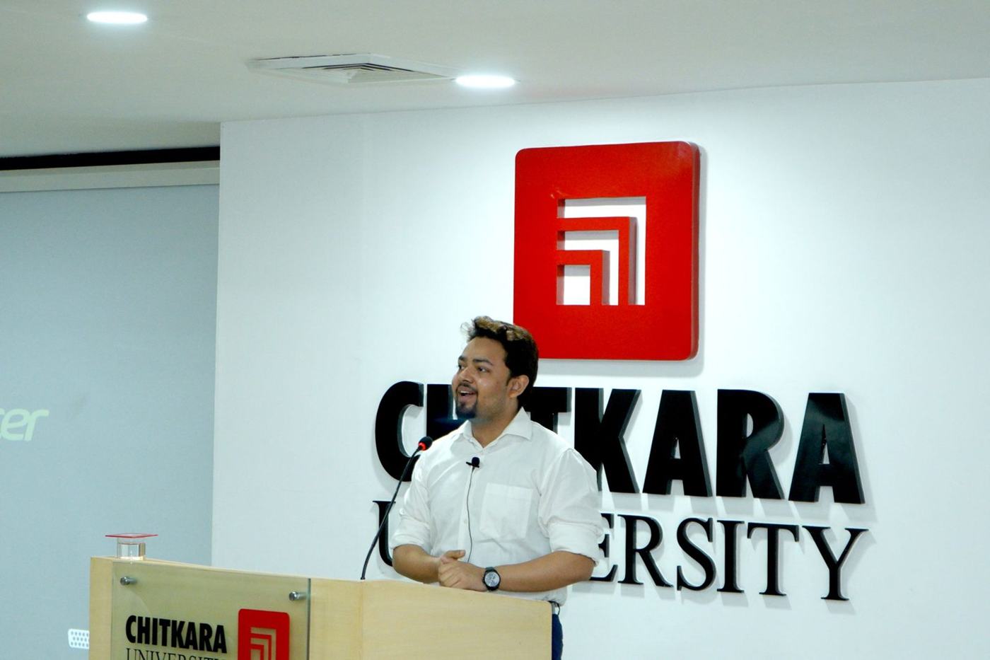 Sanan Goyal speaking at Chitkara University on AR and VR in construction and real estate