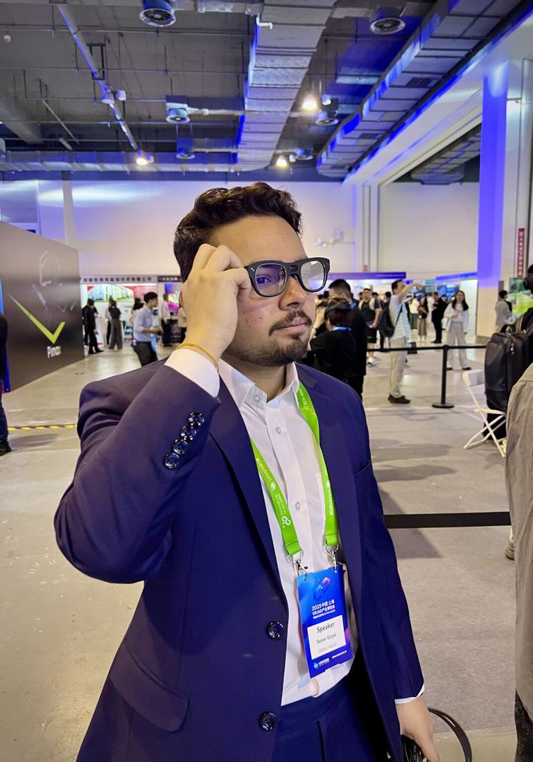 Sanan Goyal on the expo floor at VRAR Expo China 2025